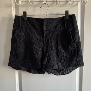 Elle | Black Eyelet Textured High Waist Shorts Size 8